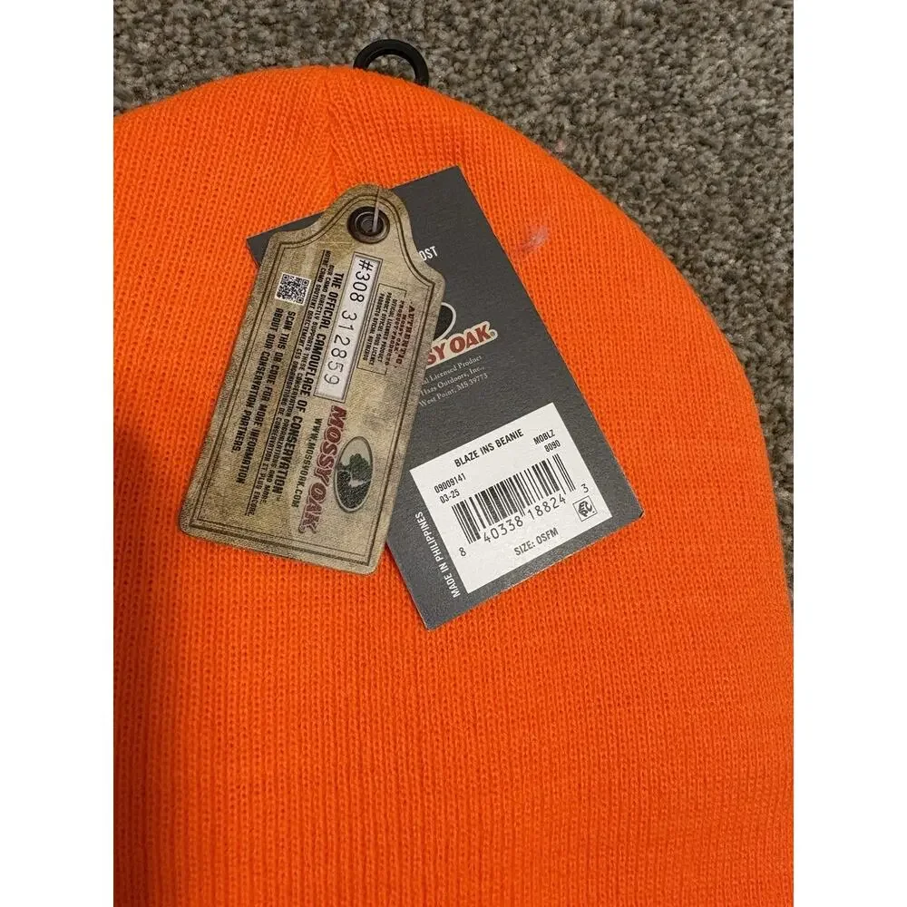 Mossy Oak Orange Thermal/Insulated Acrylic Knit Beanie Hat OSFM Unisex